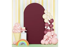 PATYDEST 6.6ft Wedding Arch Cover Spandex Arch Backdrop Cover Burgundy Round Backdrop Cover Arch Cover Chiara Arch Backdrop with Stretch Cover Arch Backdrop Panels Cover for Bridal Shower Ceremony