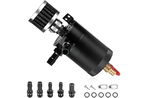 ZNDAW Oil Catch Can Kit, 2-Port Oil Separator Reservoir Tank with Breather Filter Drain Valve, Universal 150ml Billet Aluminu