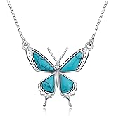 Butterfly Necklaces for Women Sterling Silver Butterfly Pendant with Natural Turquoise Jewelry Gifts for Women Wife Mom