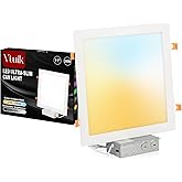 Vtuik 11 Inch Square LED Recessed Ceiling Light 5CCT for Kitchen Retrofit, Ultra Thin Canless Wafer Downlight Damp Rated for Bathroom, 24W Dimmable 1920LM for Living Room ETL FCC