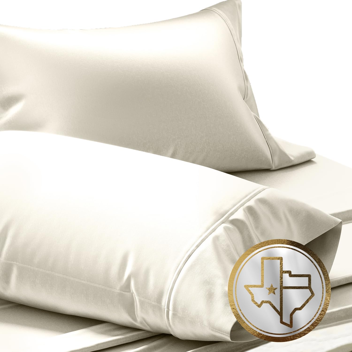 Photo 1 of TEXAS LINEN CO. Luxury Egyptian Cotton King Pillow Cases Set of 2-1000 Thread Count Pillowcases for Sleeping, Silky Soft, Cooling Pillow Cover, Extra Long Staple Hotel Quality Pillow Cases - Ivory