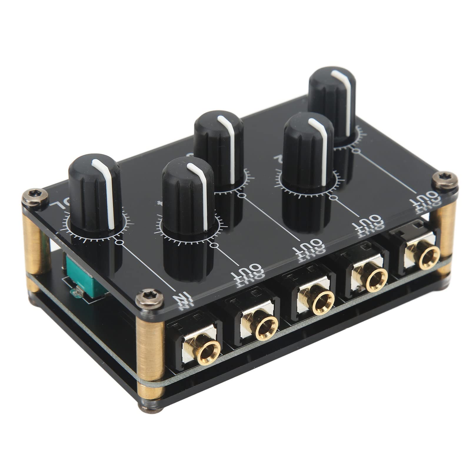 Bnineteenteam Mini Stereo Audio Mixer, 4-Channel, USB, Black