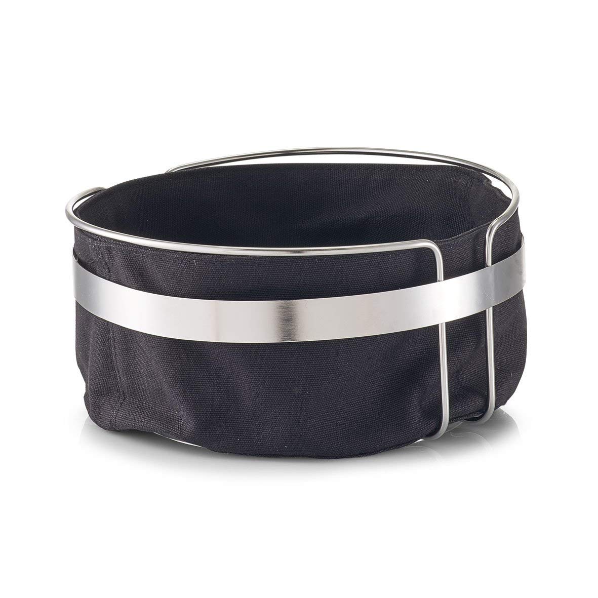 Zeller Bread Basket with Bag, Black, 22 x 10.8 cm