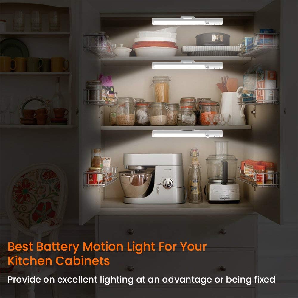 Under Cabinet Lighting,Wireless Led Closet Light Battery Powered Motion Sensor Light 21 LED Bulbs Magnetic Stick-on Night Light Bar for Stairway, Wardrobe, Kitchen, Hallway (2 Pack): Home & Kitchen