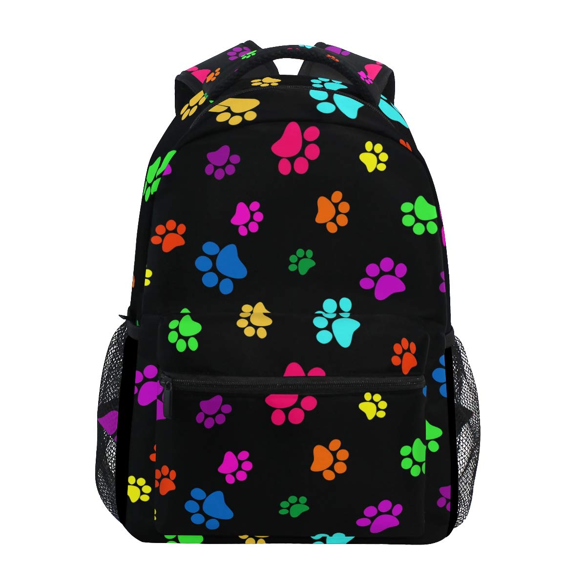 Colorful Animal Dog Cat Paw Print Backpacks College School Bag Shoulder Casual Travel Daypack Hiking Camping