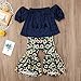 Toddler Baby Girls Off Shoulder Tube Top Sunflower Bell Bottoms Floral Ruffle Pant Set Kids Summer Outfits Boho (B-Blue, 3-4T)