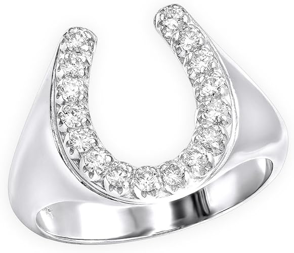 Luxurman Diamond Horseshoe Ring for Men in 14k White, Rose or Yellow Gold 0.5ctw