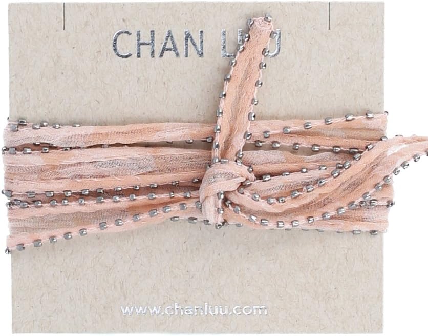 Chan Luu Women's Pink Floral Chiffon Beaded Necklace of Length 106.68cm