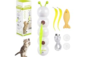 Interactive Caterpillar Cat Toy, Smart Sensor Cat Toy Caterpillar, Automatic Fluffy Tail Teaser with Motion Sensor, USB Recha