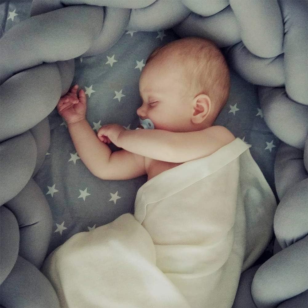 LOAOL Baby Crib Bumper Knotted Braided Plush Nursery Cradle Decor Newborn Gift Pillow Cushion Junior Bed Sleep Bumper