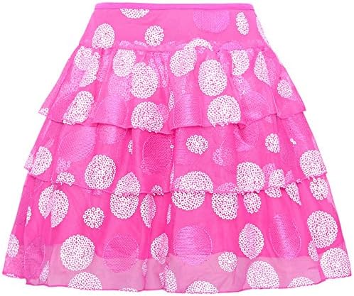 Lipstik Little Girls Fuchsia Sparkle Sequin Embellished Tiered Skirt 6