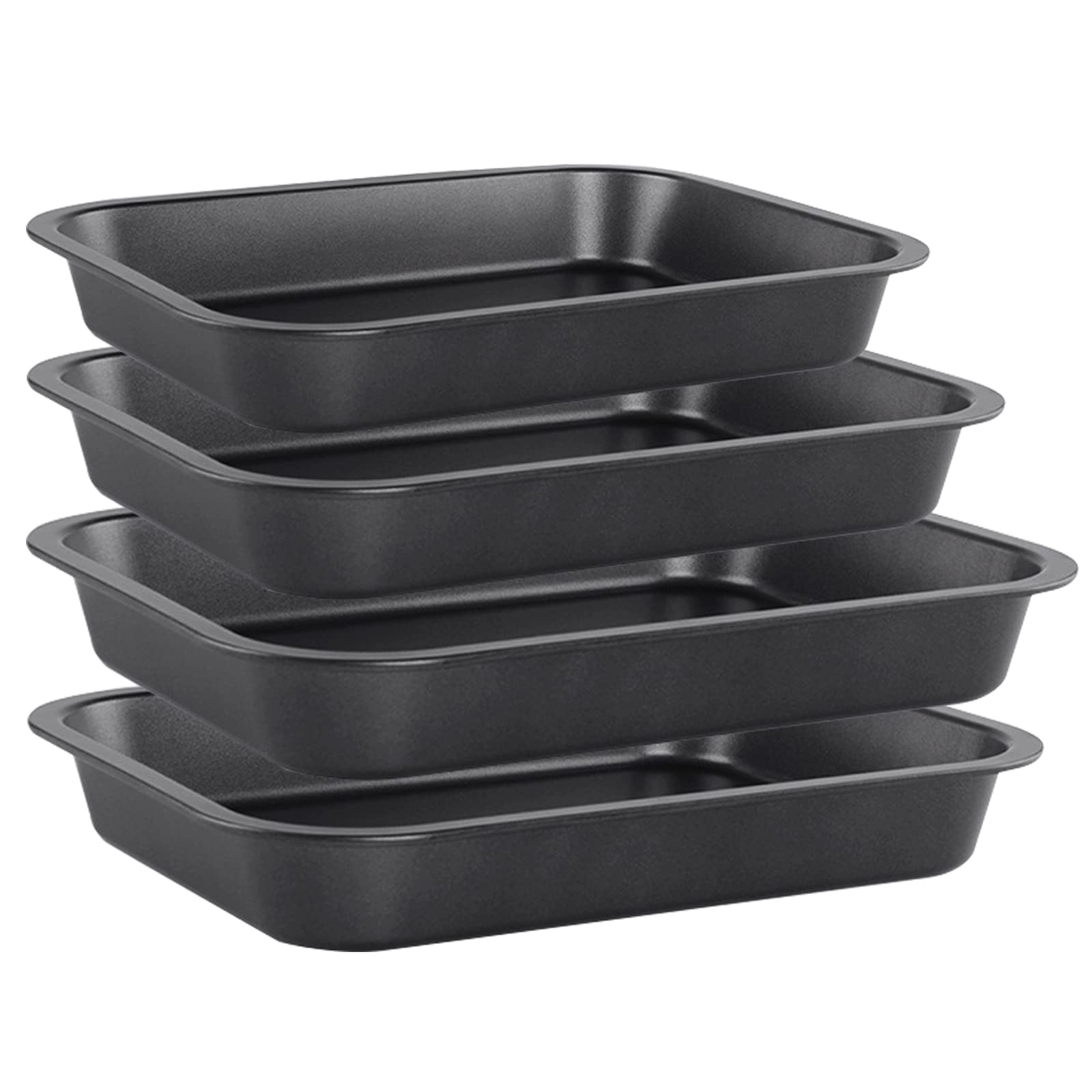 EVADOW 4 Pack Non Stick Oven Baking Tray Set Heavy Duty Black Carbon Steel Baking Sheets Deep Roasting Tins Pans (PFOA Free)