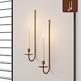 Metal Wall Candle Sconce Holder Set of 2 Wall Mount Candle Holder Pillar Holder Brass Modern Wall Candle Sconces Hanging for 
