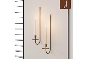 Metal Wall Candle Sconce Holder Set of 2 Wall Mount Candle Holder Pillar Holder BRASS Modern Wall Candle Sconces Hanging for 