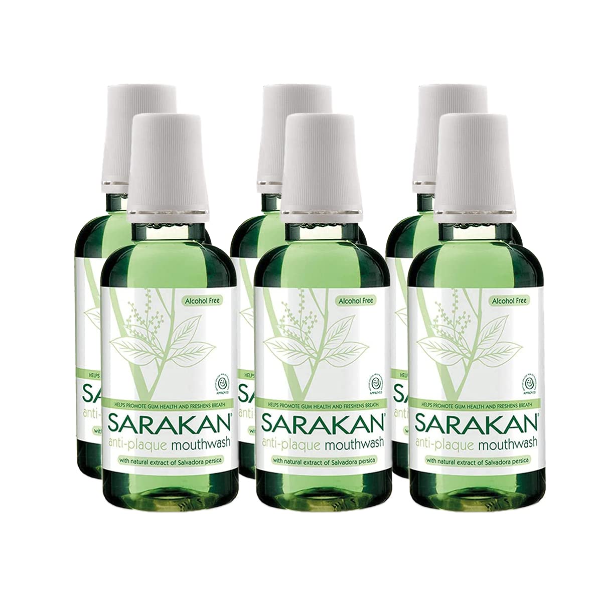 Sarakan Anti-Plaque Mouthwash (300 ml) | Formulated to Reduce Plaque and Tartar | Alcohol Free | Fluoride Free | Vegan (300 ml (Pack of 6))