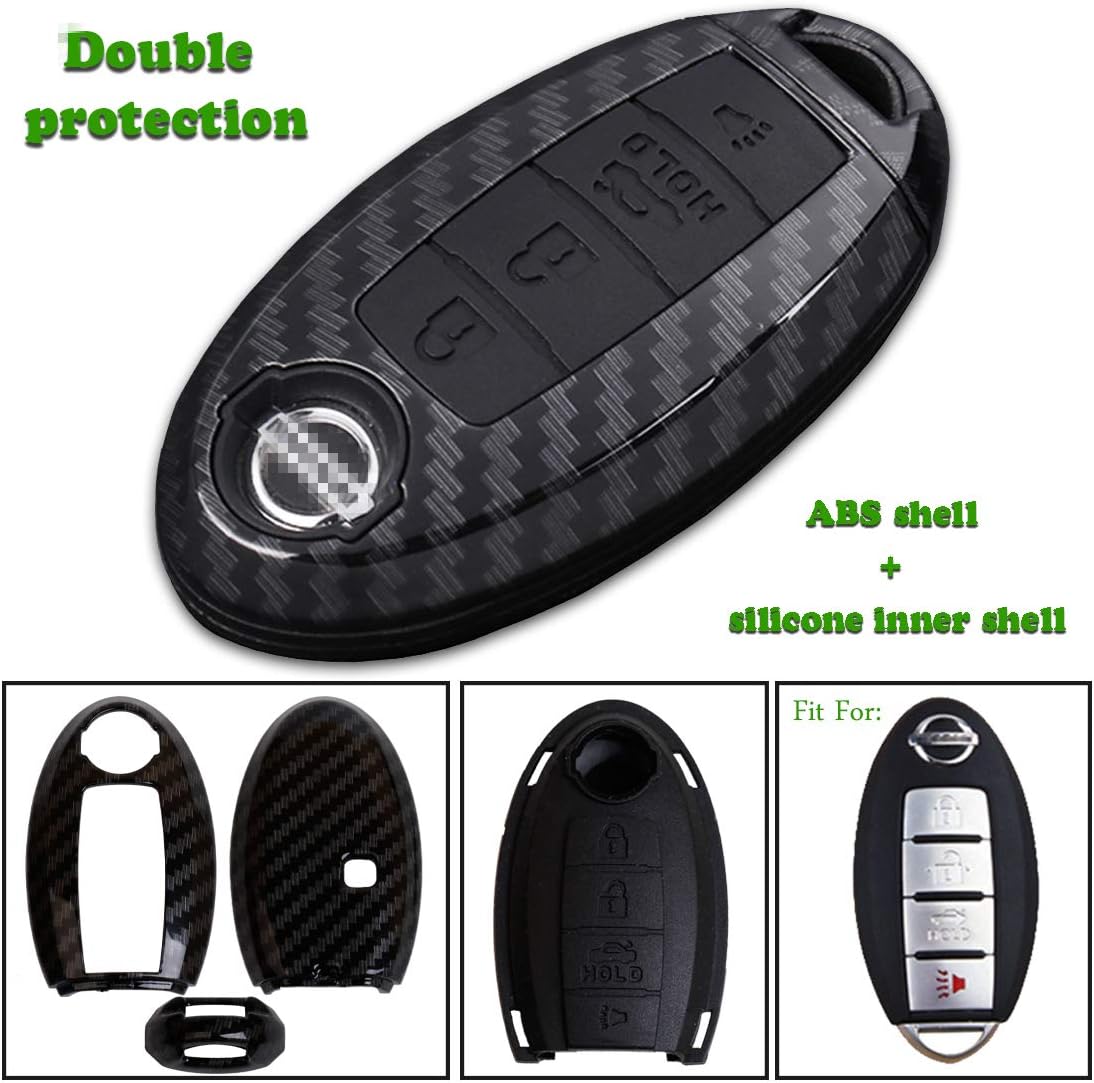 Keyless4U 4 Buttons Key Fob Remote Cover Case Protector Jacket for Nissan Altima Maxima Armada Murano Gt-r Sentra Rogue Pathfinder (Black)