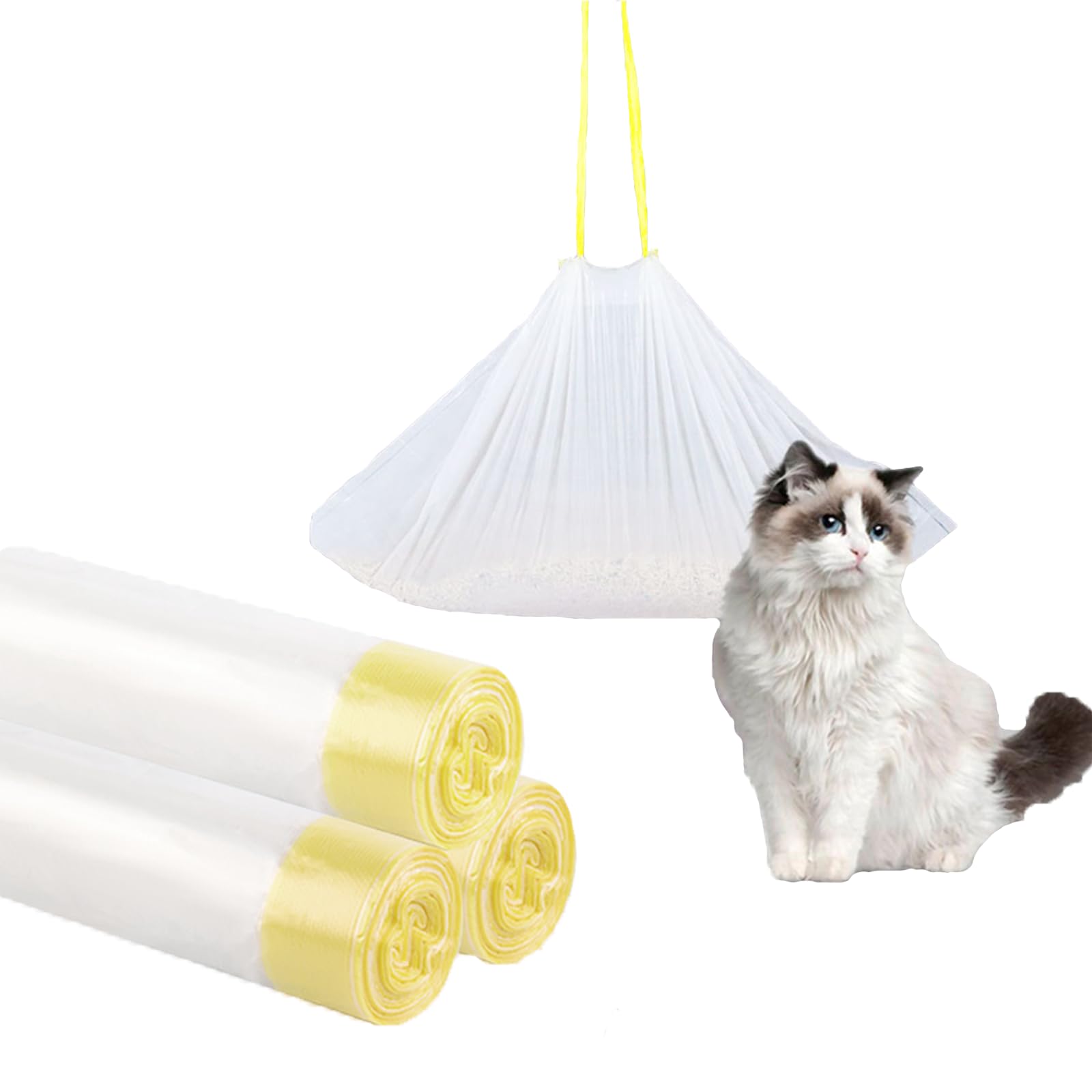 30Pcs Cat Litter Box Liners With Drawstring - Scratch Resistant and Leak Proof Heavy Duty Bags for Medium Pet Box (45X79CM)