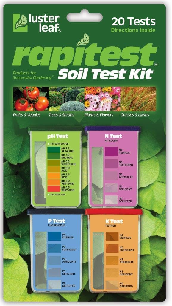 Luster Leaf 1602 Soil Test Kit for pH, N, P, K - 20 Tests