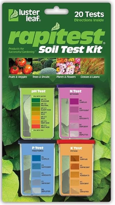 Luster Leaf 1602 Soil Test Kit for pH, N, P, K - 20 Tests