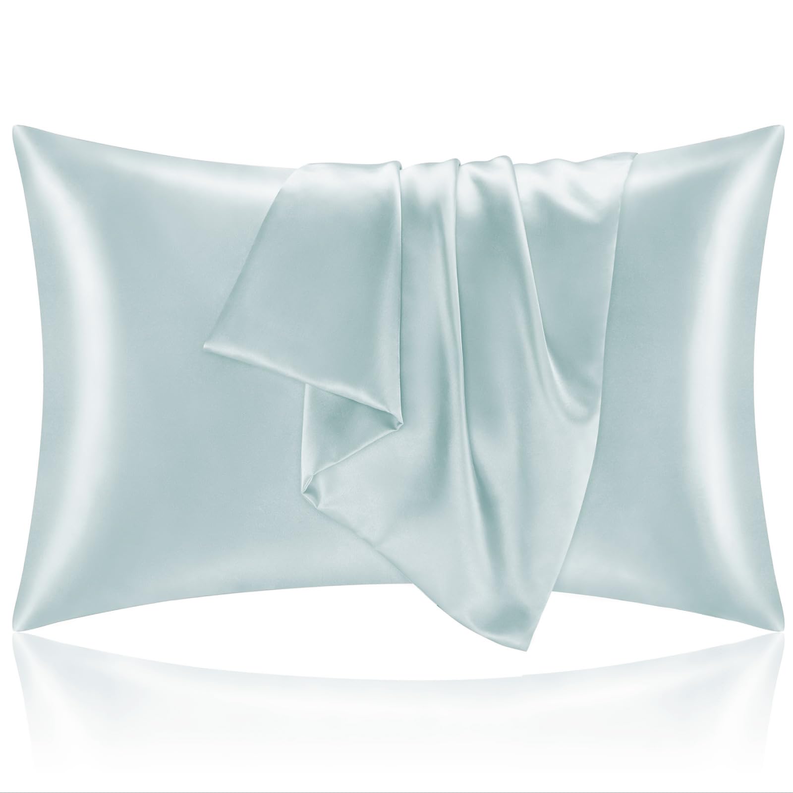 BEDELITE Satin Pillowcases, Small King 20x36 Inch, Stone Blue, Set of 4