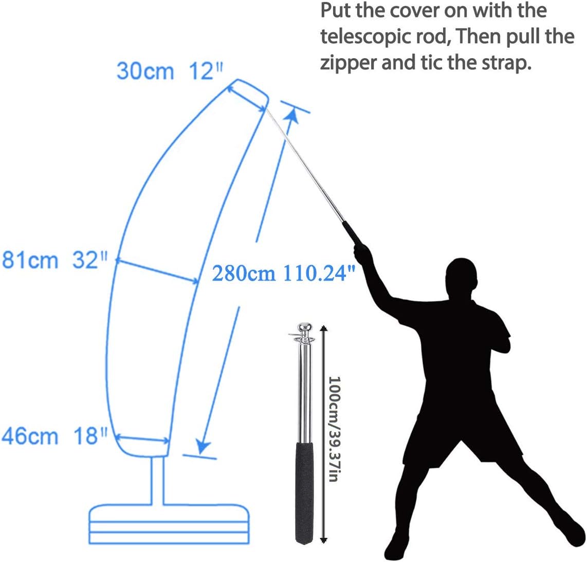 NASUM Cantilever Umbrella Cover, Patio Offset Umbrella Cover 600D Oxford Fabric Parasol Cover Waterproof for Outdoor Garden with Zip and Telescopic Pole: Kitchen & Dining