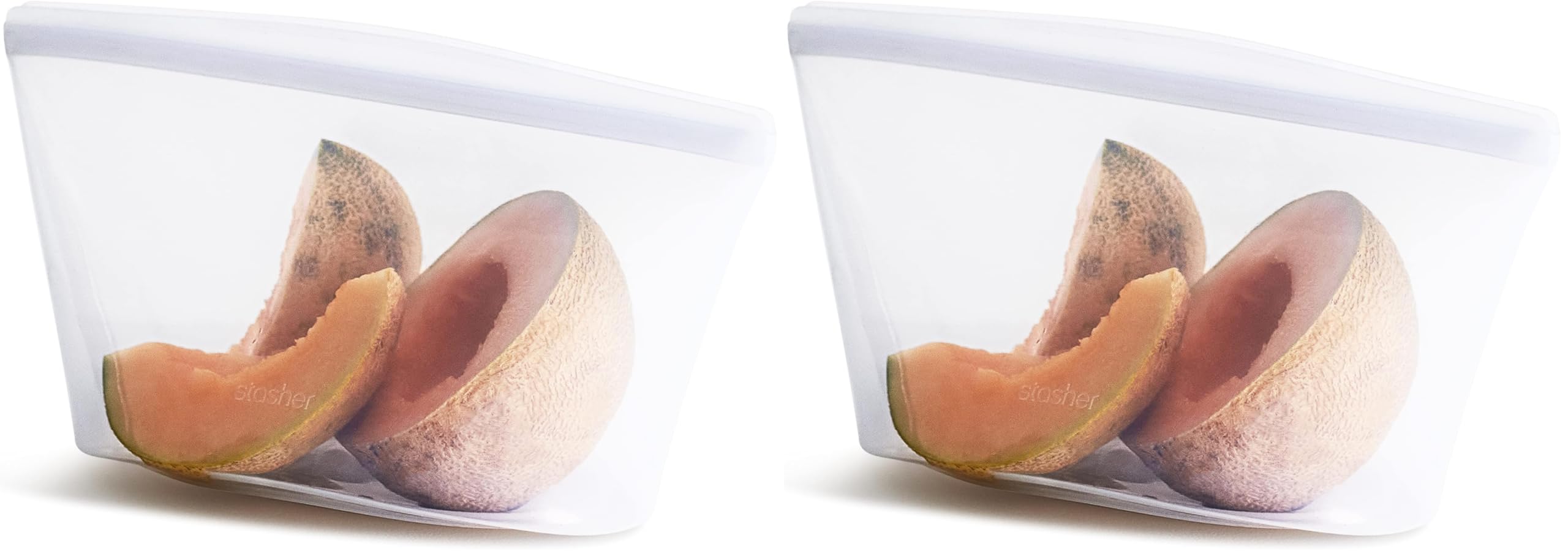 Stasher Premium Silicone Reusable Food Storage Bag, Clear | Microwave, Sous Vide, Dishwasher, Oven and Freezer Safe | BPA Free, Leak-free, Eco-friendly, 8-Cup Bowl (Pack of 2) Image
