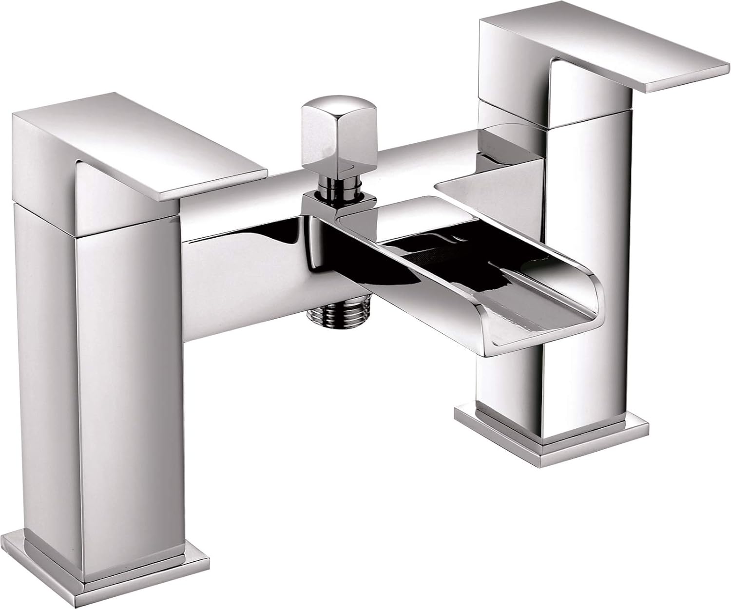 Veebath Square Waterfall Bath Shower Mixer Filler Tap Kit, Hot and Cold Taps, Dual Lever Tap with Shower Attachment