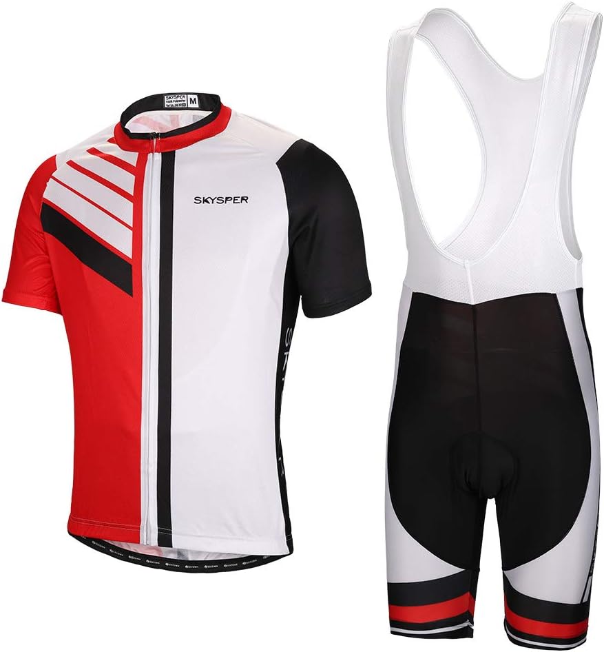 SKYSPER Cycling Jersey Men Short Sleeve Cycling Clothing Set with 3D Gel Padded Bib Shorts Pants Breathable Cycling Combo Clothing Set for Race Bike Bicycle Team