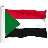 G128 Sudan Sudanese Flag | 3x5 Ft | LiteWeave Pro Series Printed 150D Polyester | Country Flag, Indoor/Outdoor, Vibrant Colors, Brass Grommets, Thicker and More Durable Than 100D 75D Polyester