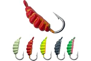 JIATAI FISHING 15 Pcs Ice Fishing Jigs for Panfish Walleye Sunfish Winter Ice Jigging Tackle Accessories Box Colorful Lead Jig Heads Glow Jigs for Ice Fishing