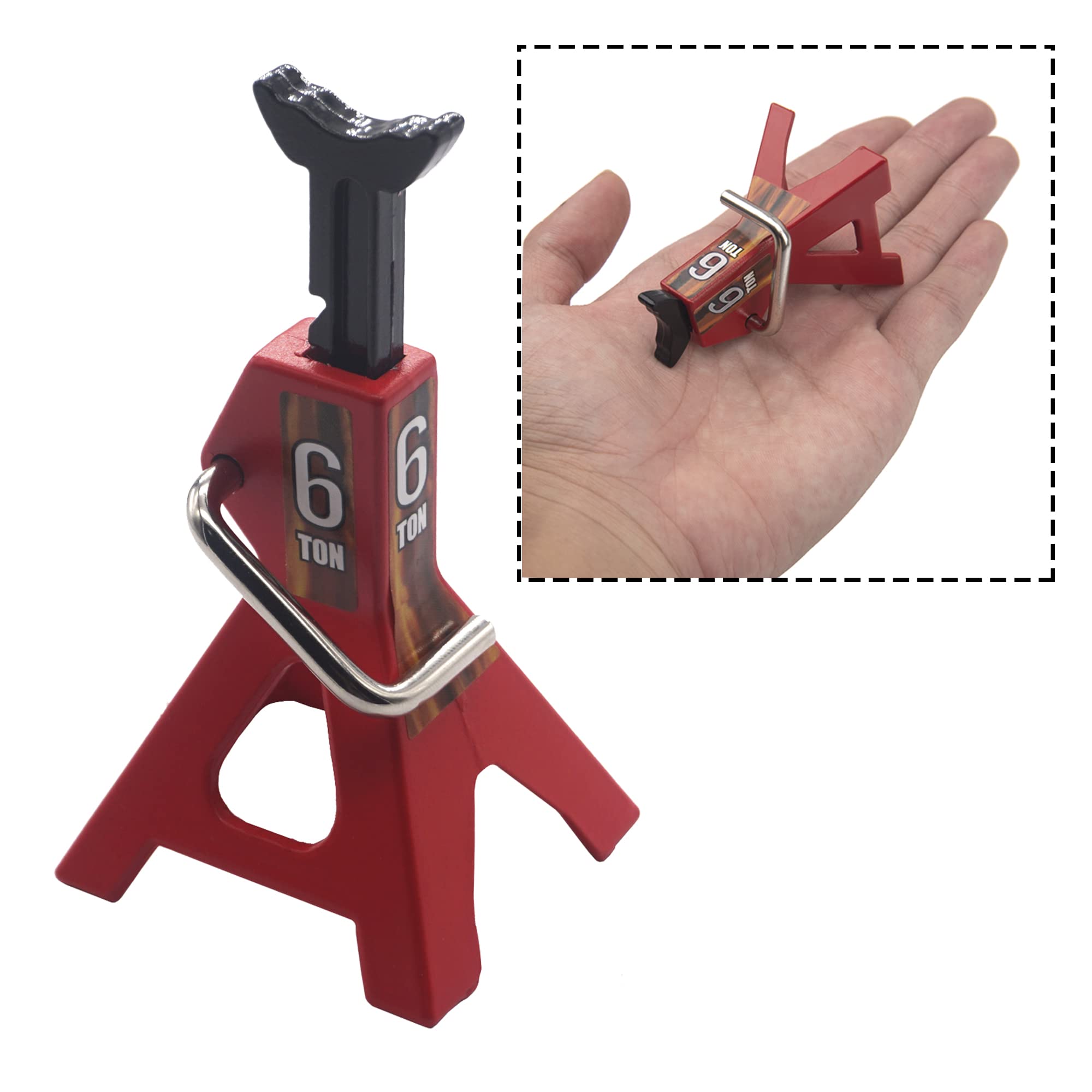 Photo 1 of MINI ShareGoo 1/10 RC Scale Model Car Metal 6 Ton RC Car Simulation Jack Stands Lifting Compatible with Traxxas TRX-4 Axial SCX10 Wraith Tamiya CC01 RC4WD D90 1/10 RC Crawler Truck,Red…