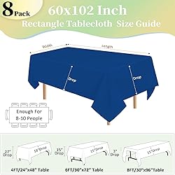 8 Pack Royal Blue Table Cloth 60x102 Inch Rectangle