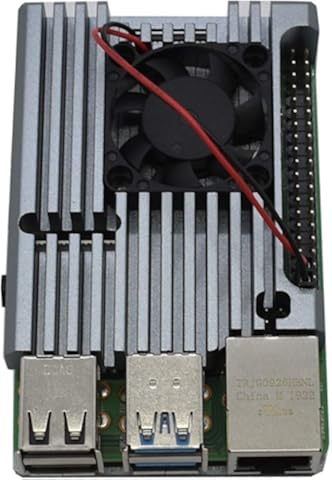 Wivarra para Raspberry Pi 4 Modelo B 2G Kit con Gris CNC AleacióN de Aluminio Funda Protectora Ventilador RefrigeracióN 5V 3A AlimentacióN para Raspberry Pi 4B Enchufe de la UE