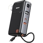 Portable Charger, 10000mAh Power Bank Built in Cable and Wall Plug 65W for Laptop, 3 in 1 Phone Battery Pack 35W Fast Charging, Travel Essentials USB C Compatible with iPhone 17 16 15 Samsung MacBook