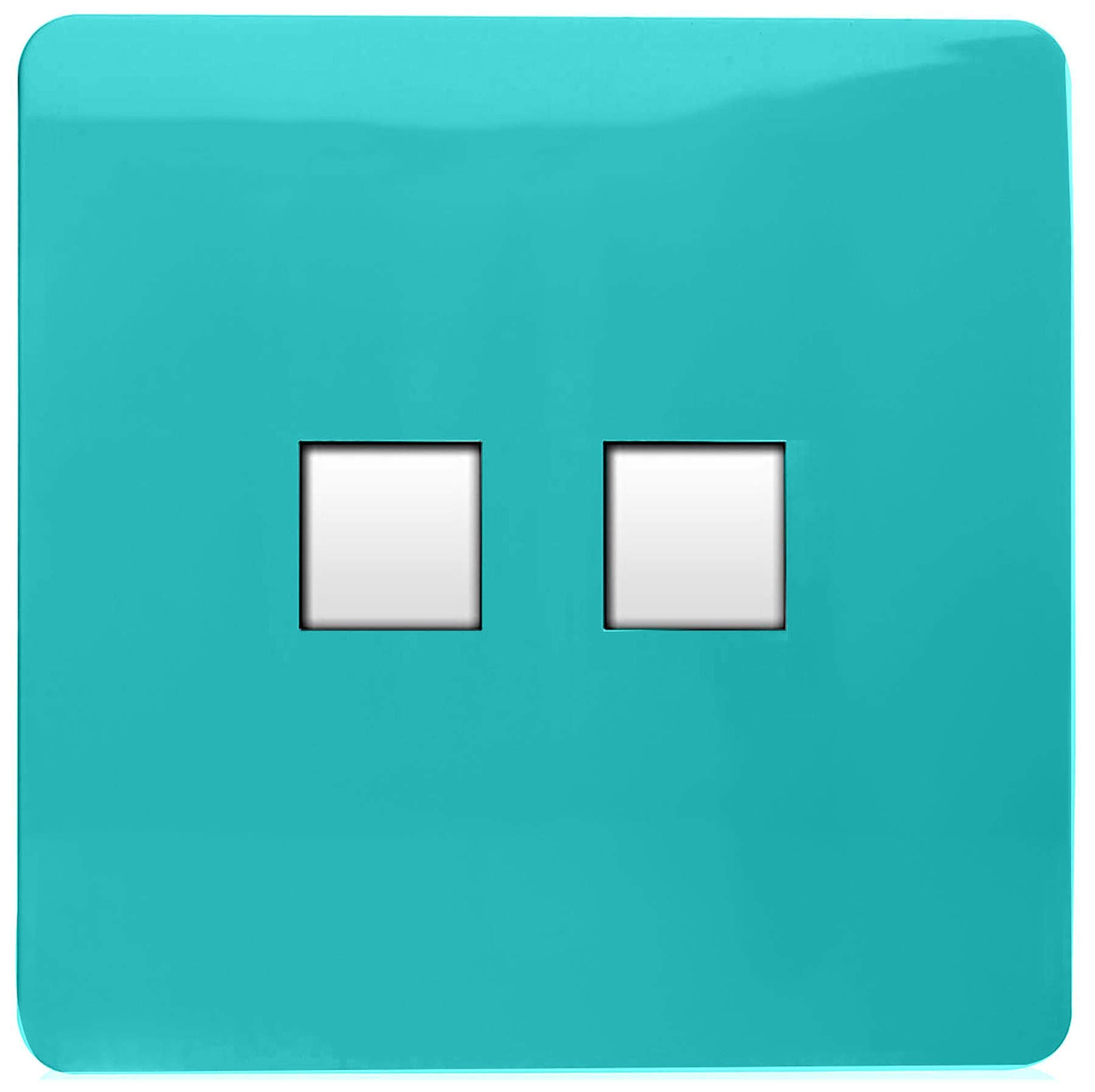 Trendi Artistic Modern Glossy 2 Gang Tactile RJ45 Cat 5e&Cat 6 PC Ethernet Socket Bright Teal