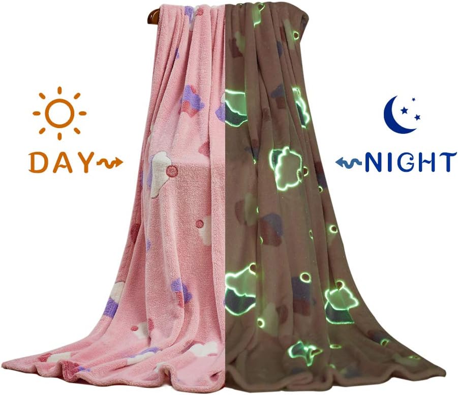 NOBOSHU Flannel Fleece Throw Blanket Glow in The Dark Throw Oeko-TEX Certified Light Weight Cozy Super Soft Thorws for Kids Gift,Car,Sofa,All Seans, 50X60Inch