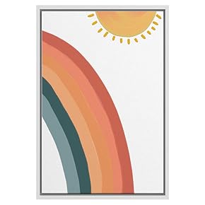 SIGNWIN Framed Canvas Wall Art Nordic Rainbow Canvas...