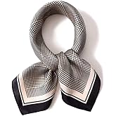 ANDANTINO 100% Real Mulberry Silk Scarf -21'' x 21''- Lightweight Neckerchief –Women Men Small Square Digital Printed Scarves