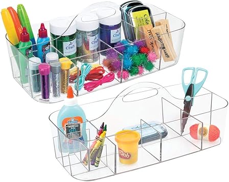 mDesign Plastic Portable Craft Storage Organizer Caddy Tote,