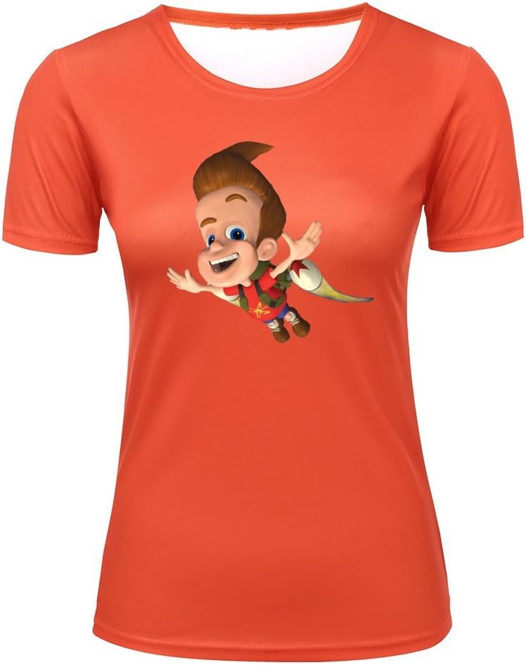 Customized Poly Cotton Jimmy Neutron Women's T-shirt in Orange