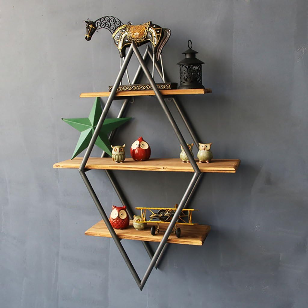 INTASHJ Storage rack LOFT wall mount cubic shelf bookshelf Geometric racks iron wood Separator Floating unit frame Wall decoration Design retro industrial style Shelf