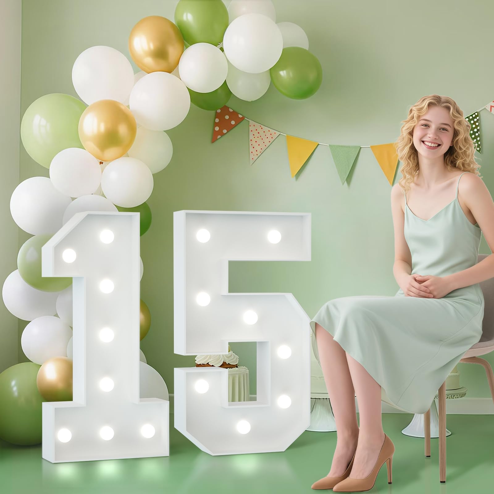 Photo 1 of JoyMuse 2.3FT 15 Marquee Numbers, 15 Light up Numbers for Quinceanera Decor for Birthday Party Anniversary Backdrop