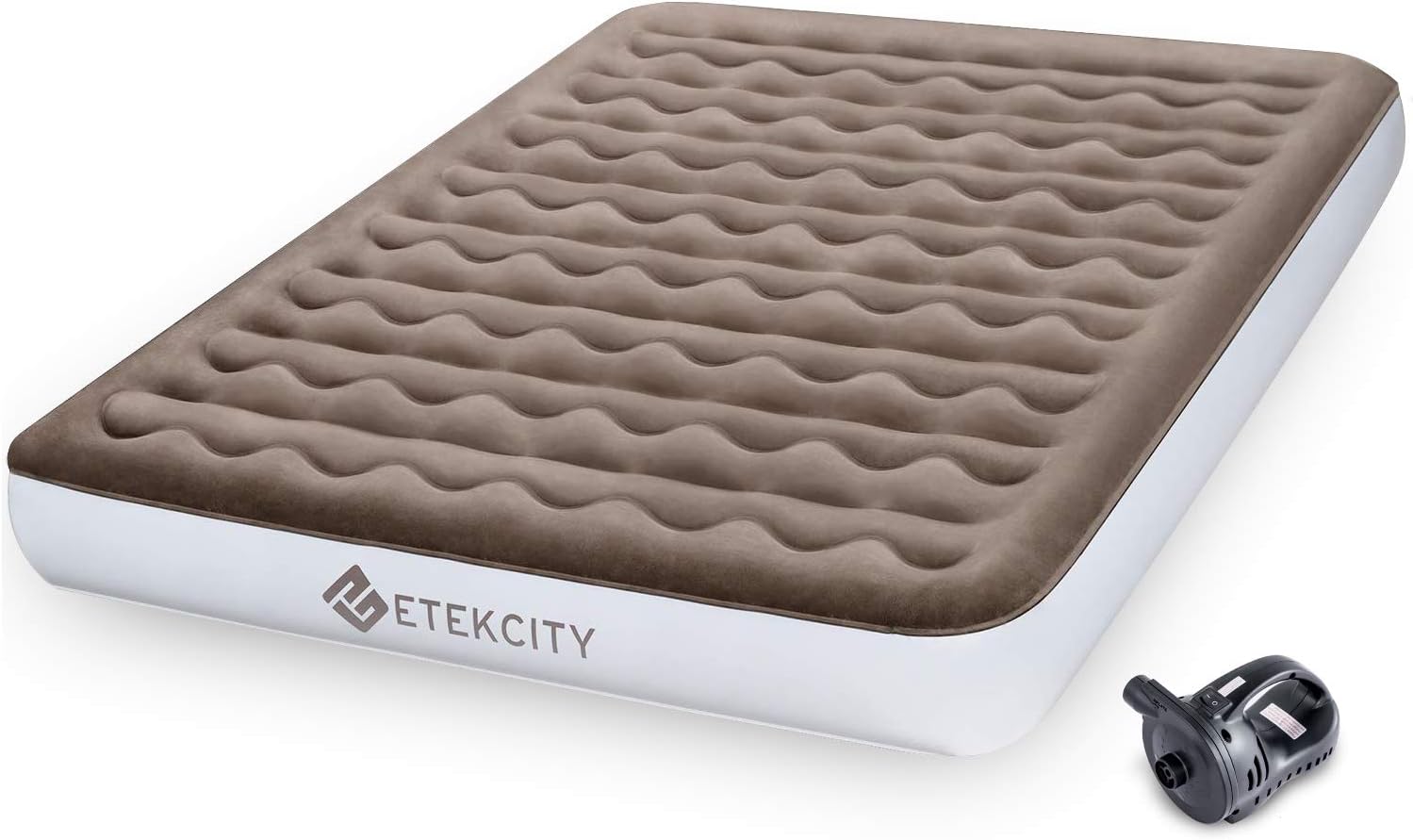 Etekcity Upgraded Twin Queen Size Camping Air Mattress Blow Up Bed Inflatable Mattress Raised Airbed with Rechargeable Pump for Guest, Camping, Height 9", 2-Year Warranty, Storage Bag