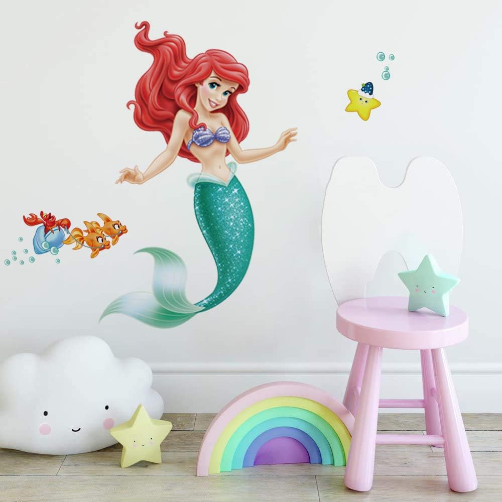 Runtoo The Little Mermaid Wall Decal for Girls Ariel Wall Stickers Princess Fish Wall Décor for Girls Bedroom Baby Nursery - Image 4