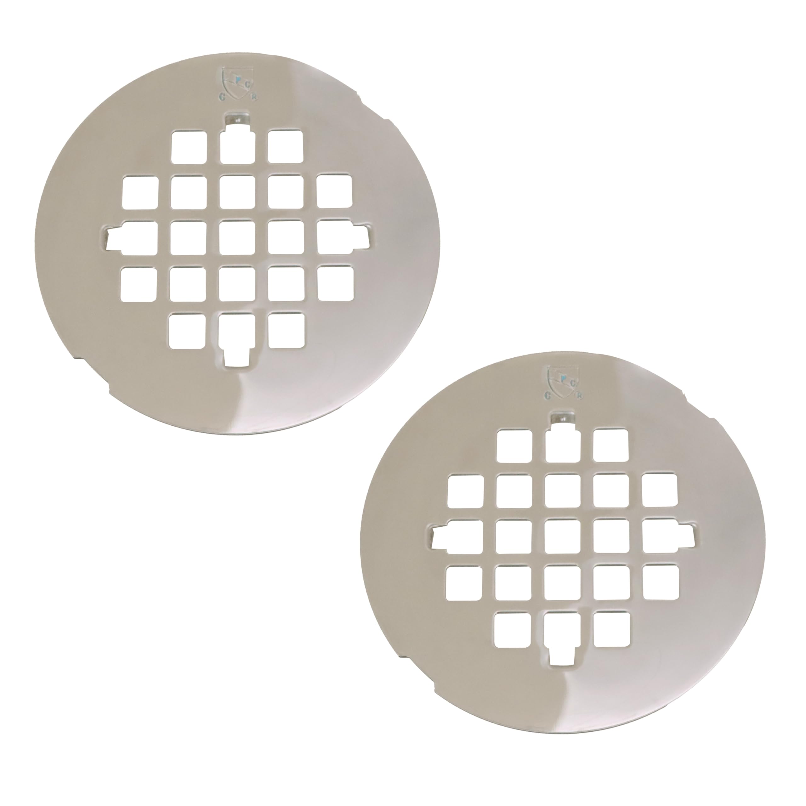 Westbrass D319-2-05 4-1/4" OD Casper Style Brass Snap-in Shower Strainer Grid Drain Cover, Polished Nickel (2-Pack) Image