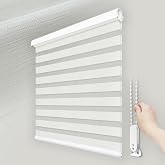 Foiresoft Wood Texture Light Filtering Zebra Blinds Custom Size [Woodlook,White]