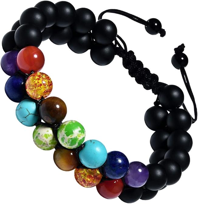 CAT EYE JEWELS Adjustable Beads Bracelet Double Layer Braided Rope