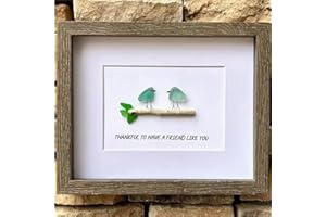 FCVJHU Dotmalls Coastal Love Notes,Friend Gift,Sea Glass Art,Best Friend Gift,Sea Glass Birds,Sea Glass Rainbow Birds,Sea Glass Art Framed,Handmade Sea Glass Artwork,Mini Sea Glass Frame Decor Gift (Color :