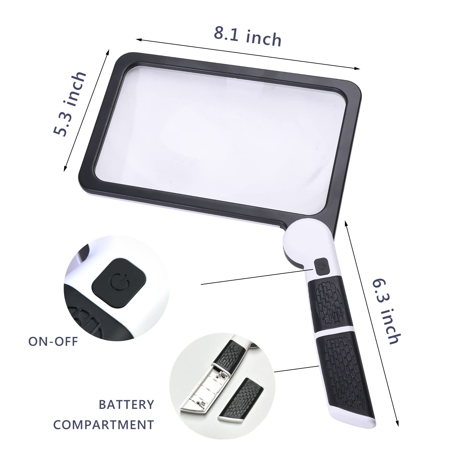 Magnifying Glass with Light, Page 5X Folding Handheld Rectangular Magnifier with 48 Lights for Reading Books & Close Work, Ideal Lighted Magnifying Gift for Low Visions