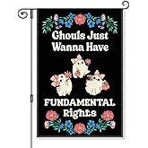 Gkodw Ghouls Just Wanna Have Fundamental Rights Garden Flag, Funny Spooky Season Halloween Yard Sign for Outside, Cute Ghost Fall Halloween Outdoor Decor, Feminist Reproductive Womens Rights Banner